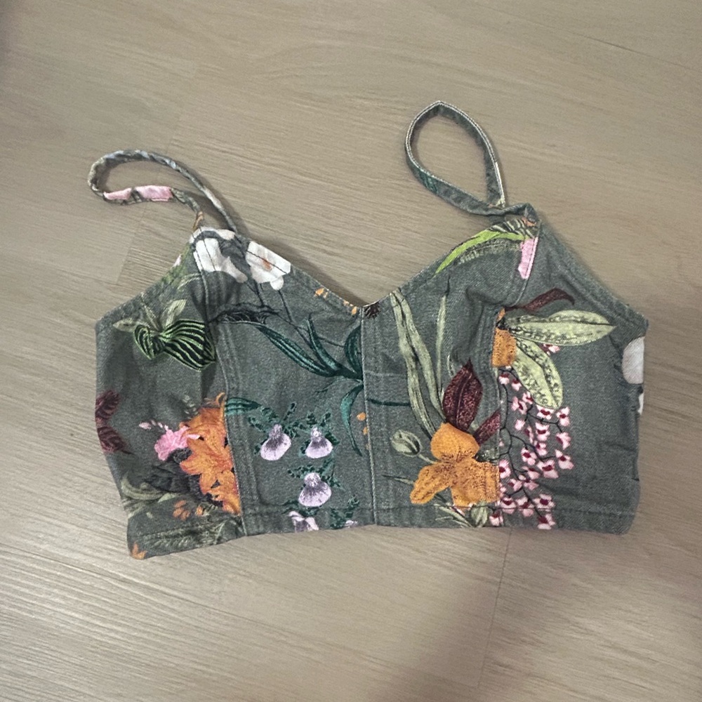 Topshop Floral Embroidered Crop Top